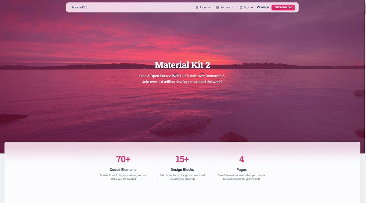 Material Kit 2 Free Bootstrap 5 Design